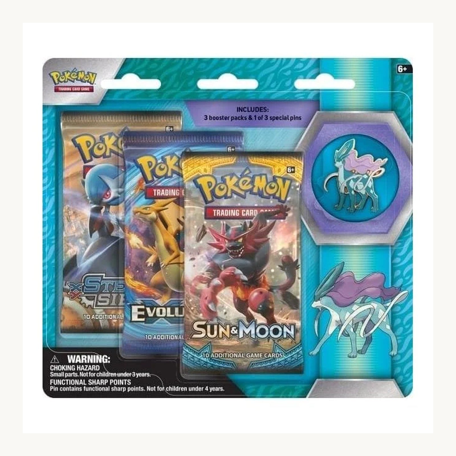 Suicune 3 Pack Blister (Evolutions,Steam Siege and Sun and Moon)