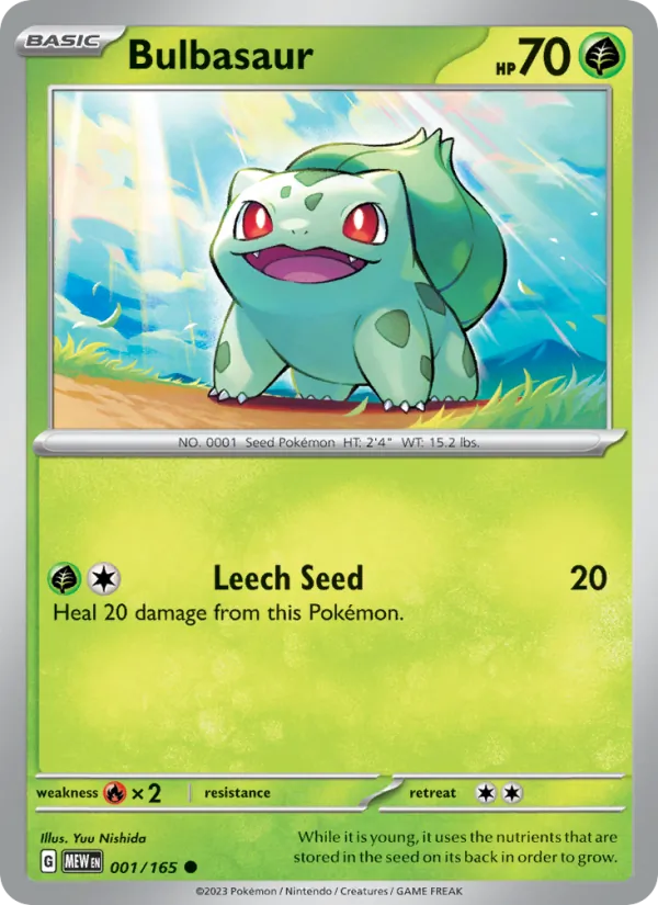 Bulbasaur #1/165 Scarlet & Violet 151 Near Mint Pokemon Card