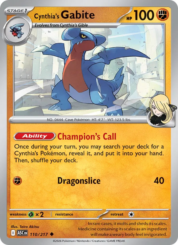 Cynthia's Gabite - Ascended Heroes - #110 - Near Mint - Pokemon Card