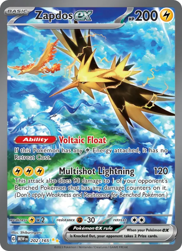 Zapdos ex #202/165 Scarlet & Violet 151 Near Mint Pokemon Card