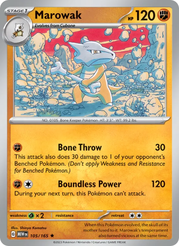 Marowak #105/165 Scarlet & Violet 151 Near Mint Pokemon Card