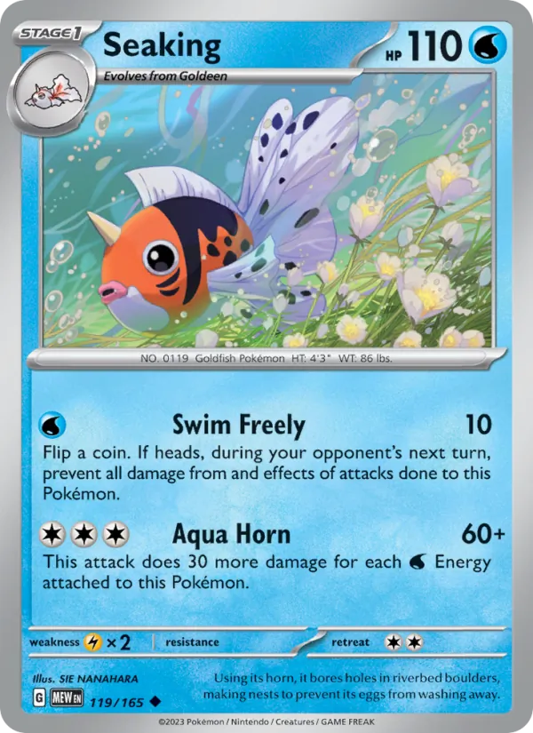 Seaking #119/165 Scarlet & Violet 151 Near Mint Pokemon Card