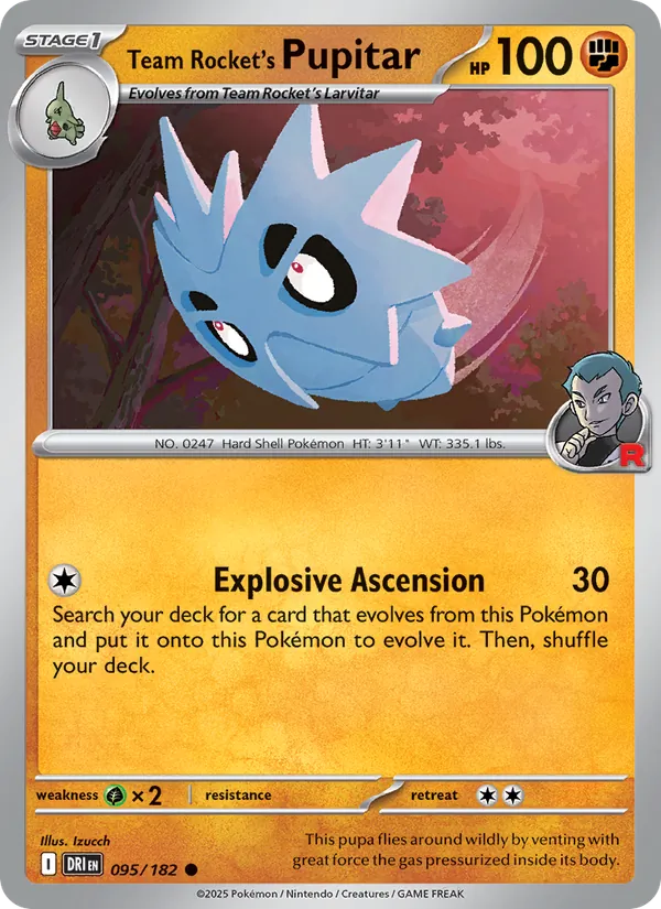 Team Rocket's Pupitar - Destined Rivals - #095 - Near Mint - Pokemon Card