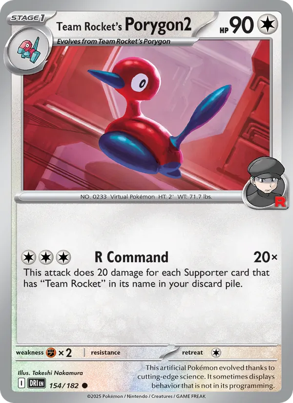 Team Rocket's Porygon2 - Destined Rivals - #154 - Near Mint - Pokemon Card