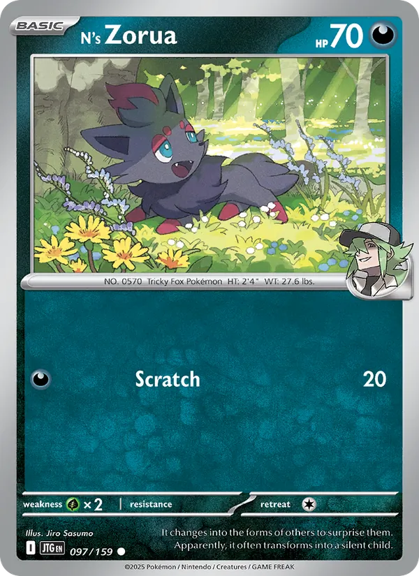 N's Zorua - Journey Together - #97 - Near Mint - Pokemon Card