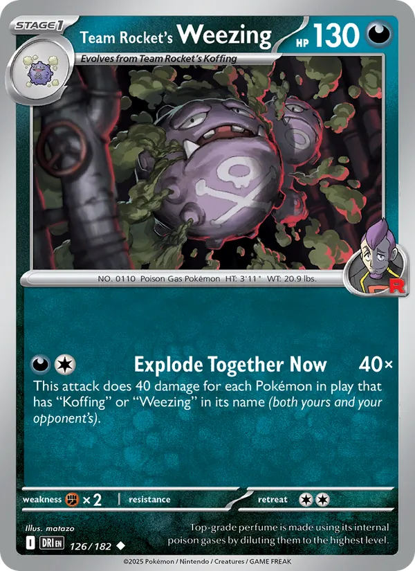 Team Rocket's Weezing - Destined Rivals - #126 - Near Mint - Pokemon Card