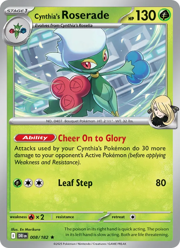 Cynthia's Roserade - Destined Rivals - #008 - Near Mint - Pokemon Card