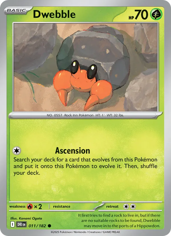 Dwebble - Destined Rivals - #011 - Near Mint - Pokemon Card