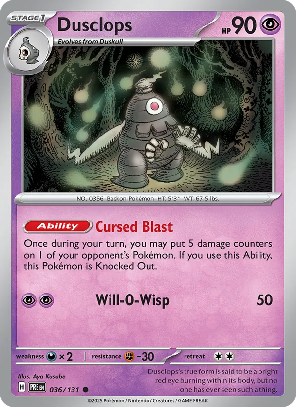 Dusclops - Prismatic Evolutions - #36 - Near Mint - Pokemon Card