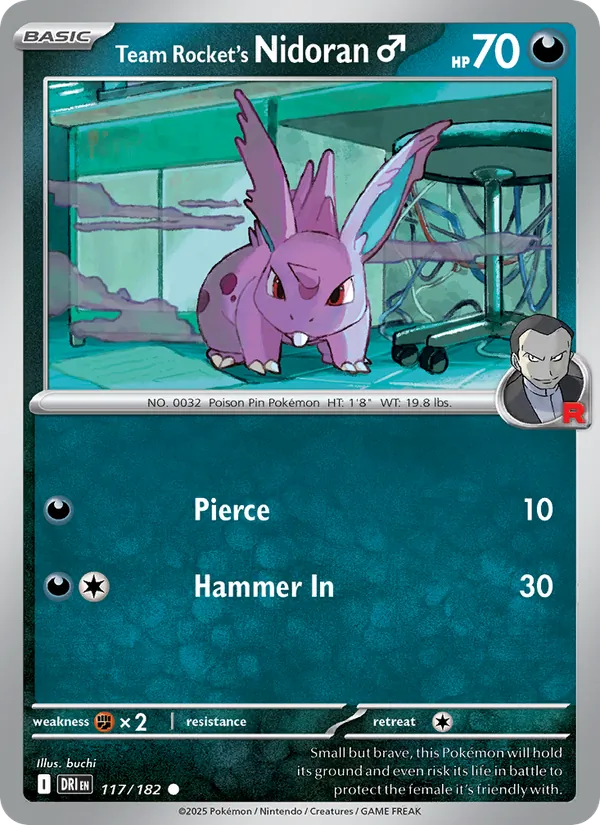 Team Rocket's Nidoran ♂ - Destined Rivals - #117 - Near Mint - Pokemon Card