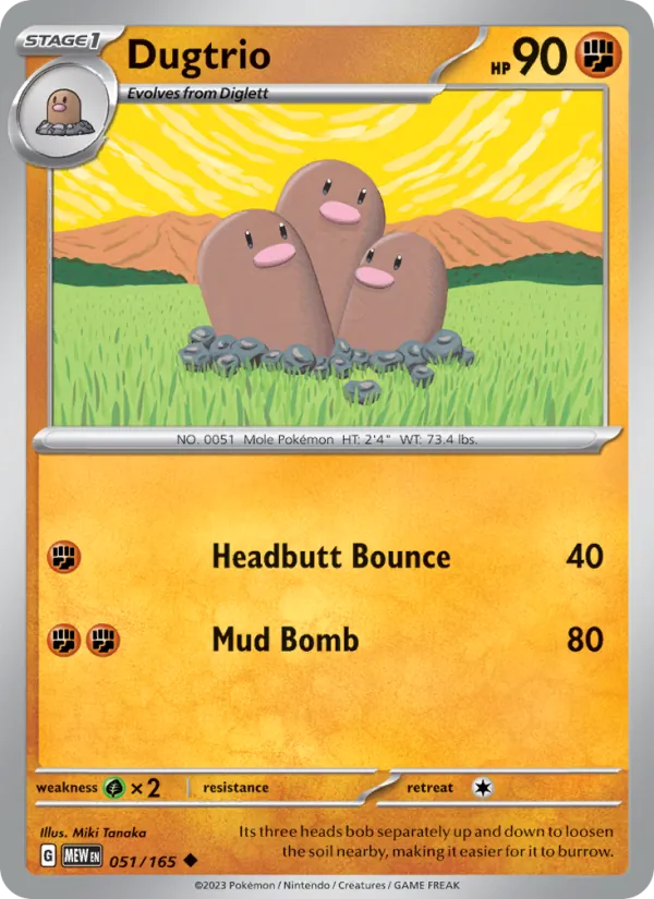 Dugtrio #51/165 Scarlet & Violet 151 Near Mint Pokemon Card