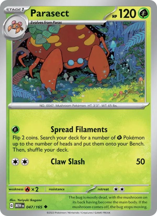 Parasect #47/165 Scarlet & Violet 151 Near Mint Pokemon Card