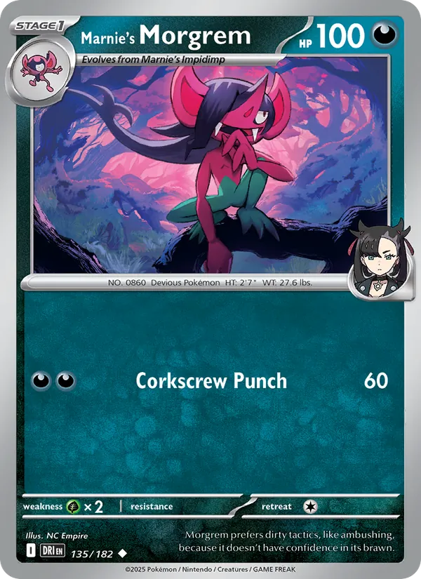 Marnie's Morgrem - Destined Rivals - #135 - Near Mint - Pokemon Card