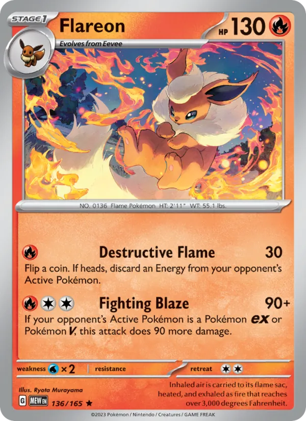 Flareon #136/165 Scarlet & Violet 151 Near Mint Pokemon Card