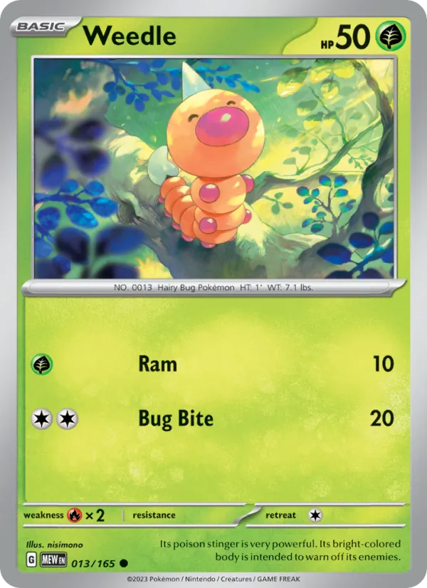Weedle #13/165 Scarlet & Violet 151 Near Mint Pokemon Card