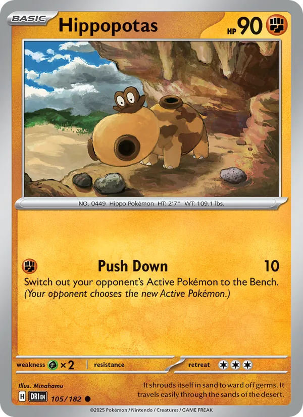 Hippopotas - Destined Rivals - #105 - Near Mint - Pokemon Card