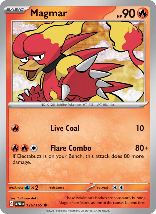 Magmar #126/165 Scarlet & Violet 151 Near Mint Pokemon Card