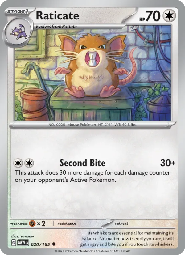 Raticate #20/165 Scarlet & Violet 151 Near Mint Pokemon Card