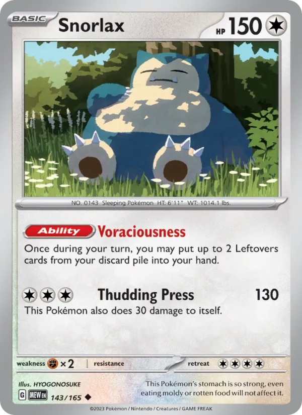 Snorlax #143/165 Scarlet & Violet 151 Near Mint Pokemon Card