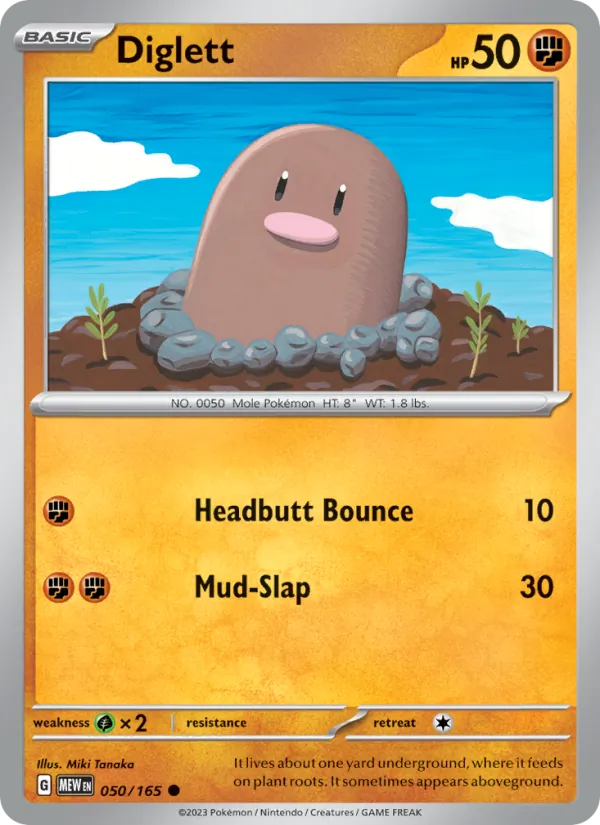 Diglett #50/165 Scarlet & Violet 151 Near Mint Pokemon Card