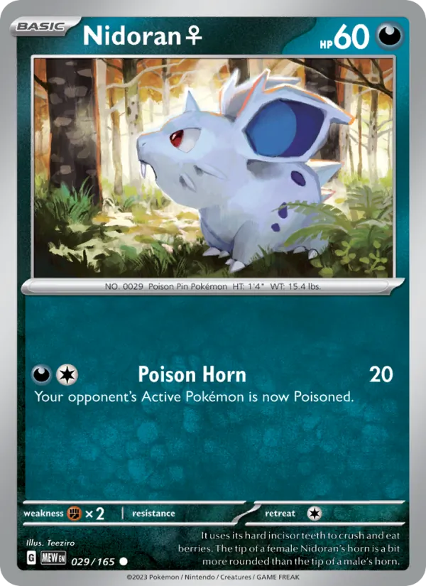 Nidoran ♀ #29/165 Scarlet & Violet 151 Near Mint Pokemon Card