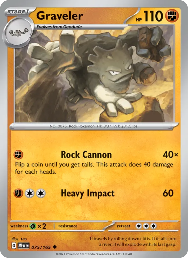 Graveler #75/165 Scarlet & Violet 151 Near Mint Pokemon Card