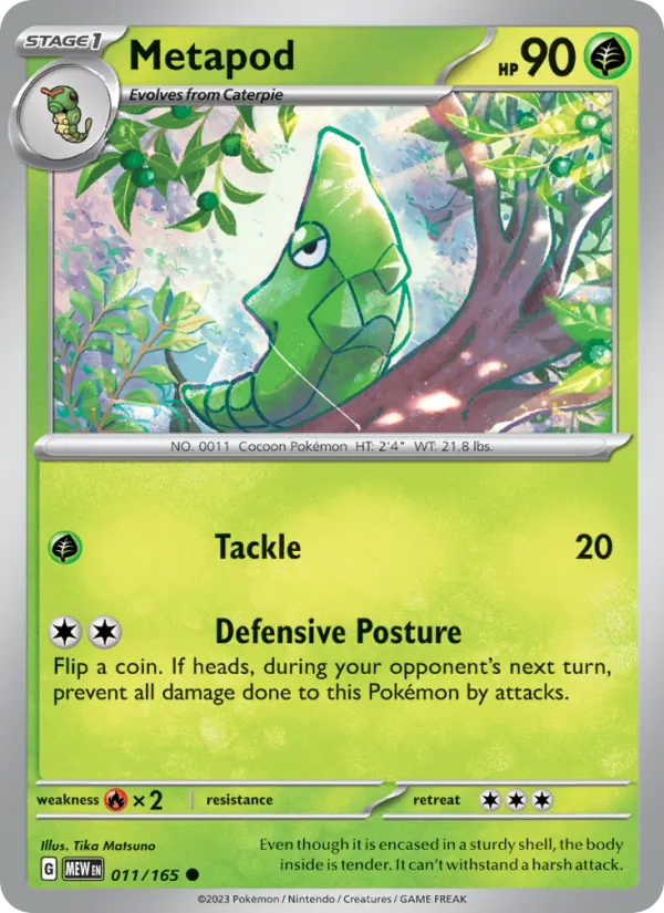 Metapod #11/165 Scarlet & Violet 151 Near Mint Pokemon Card