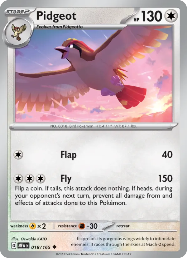 Pidgeot #18/165 Scarlet & Violet 151 Near Mint Pokemon Card
