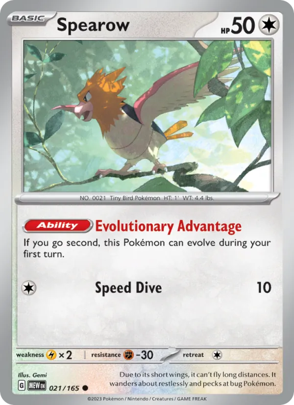 Spearow #21/165 Scarlet & Violet 151 Near Mint Pokemon Card
