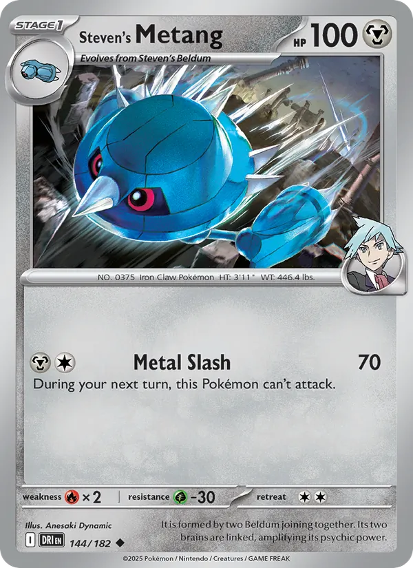 Steven's Metang - Destined Rivals - #144 - Near Mint - Pokemon Card