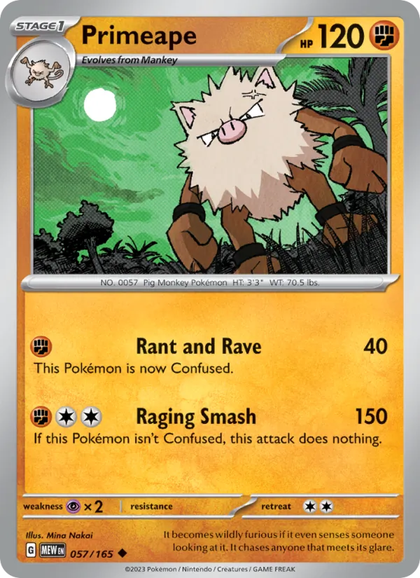 Primeape #57/165 Scarlet & Violet 151 Near Mint Pokemon Card
