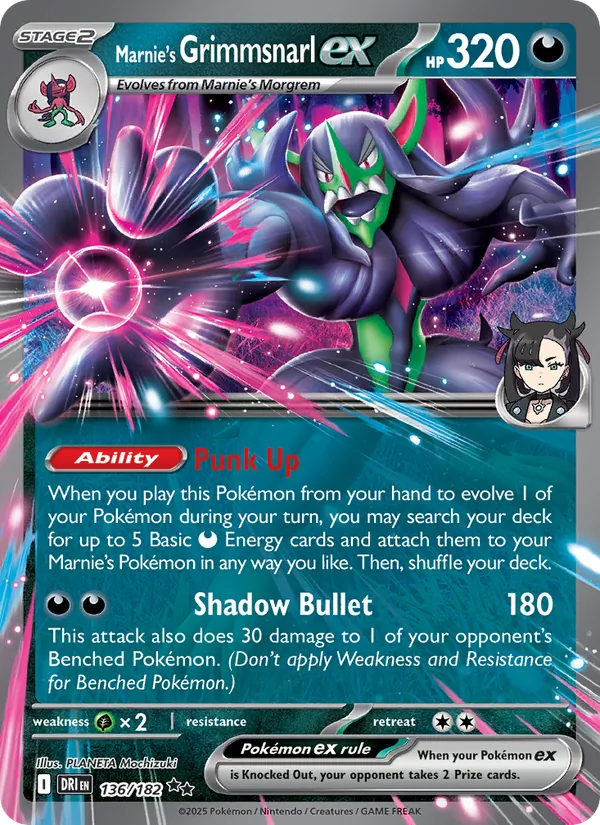 Marnie's Grimmsnarl ex - Destined Rivals - #136 - Near Mint - Pokemon Card