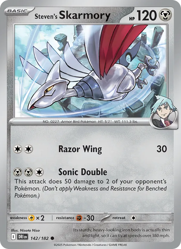 Steven's Skarmory - Destined Rivals - #142 - Near Mint - Pokemon Card