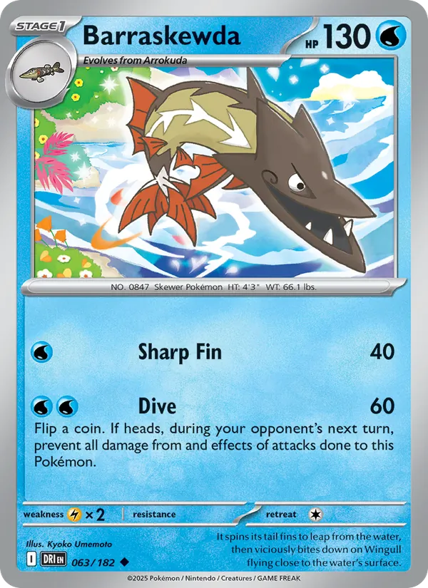 Barraskewda - Destined Rivals - #063 - Near Mint - Pokemon Card
