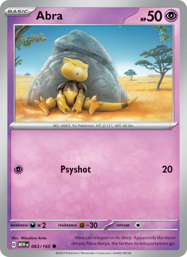 Abra #63/165 Scarlet & Violet 151 Near Mint Pokemon Card