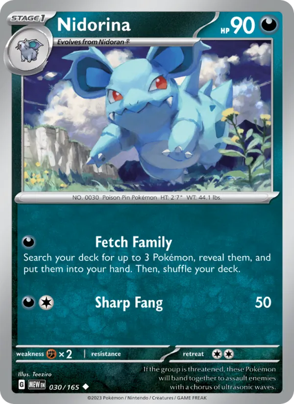 Nidorina #30/165 Scarlet & Violet 151 Near Mint Pokemon Card
