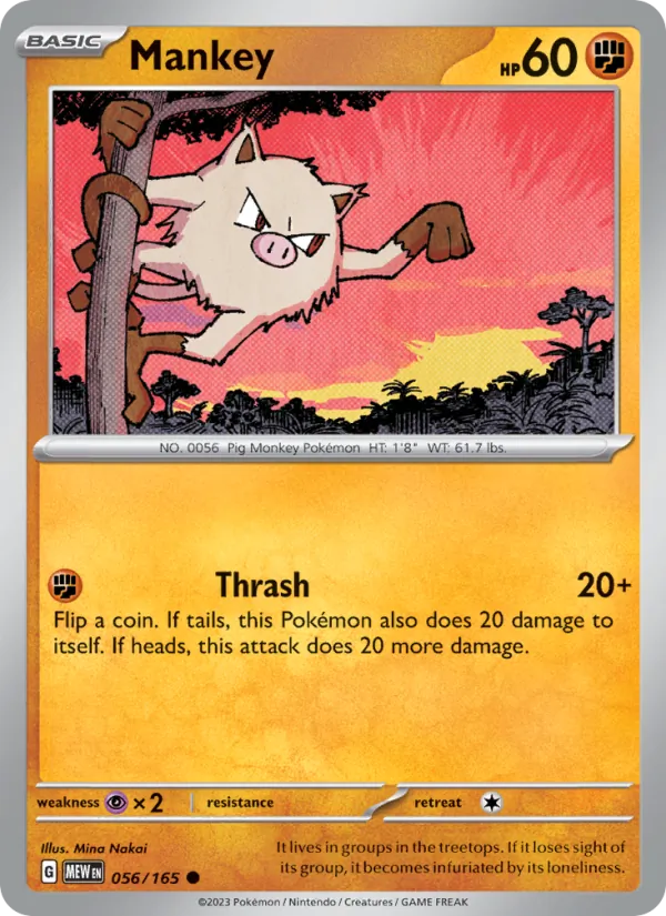 Mankey #56/165 Scarlet & Violet 151 Near Mint Pokemon Card