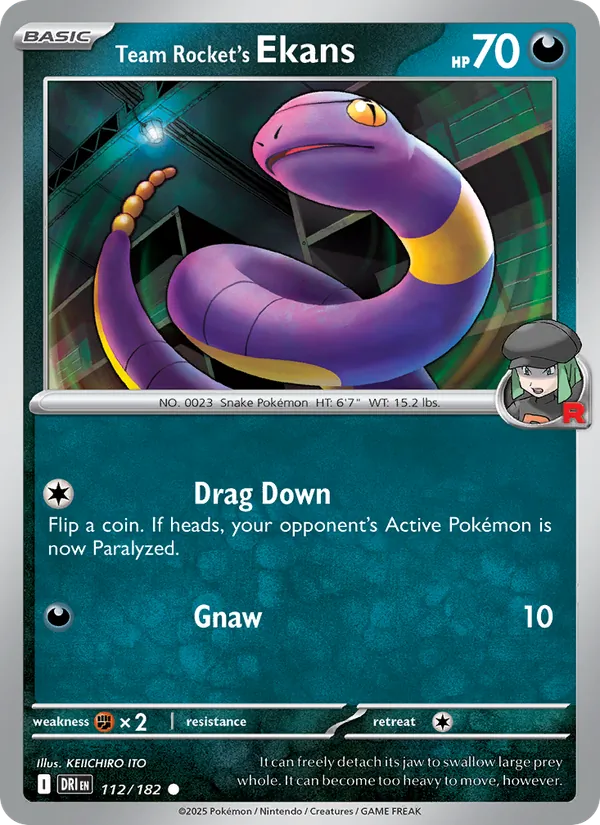 Team Rocket's Ekans - Destined Rivals - #112 - Near Mint - Pokemon Card