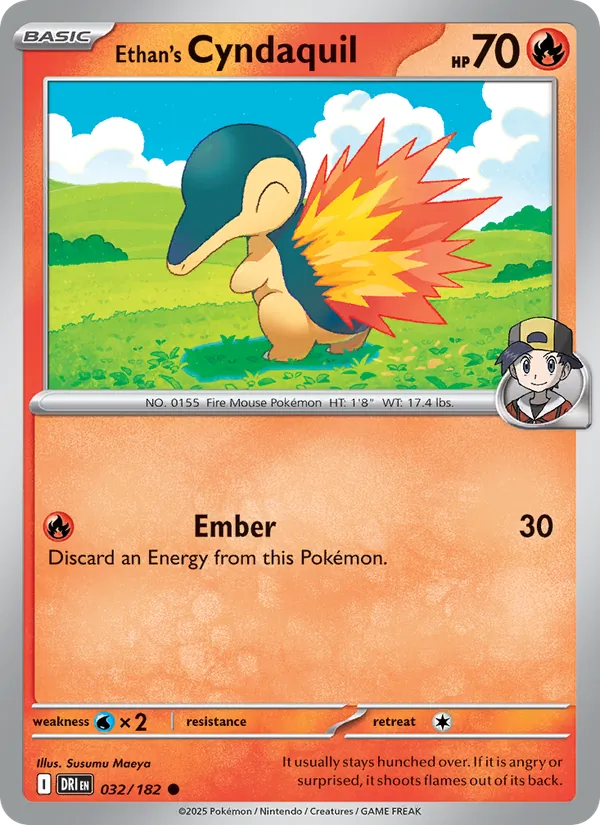 Ethan's Cyndaquil - Destined Rivals - #032 - Near Mint - Pokemon Card