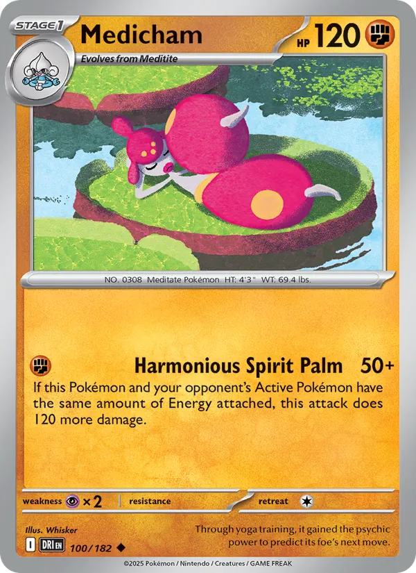 Medicham - Destined Rivals - #100 - Near Mint - Pokemon Card