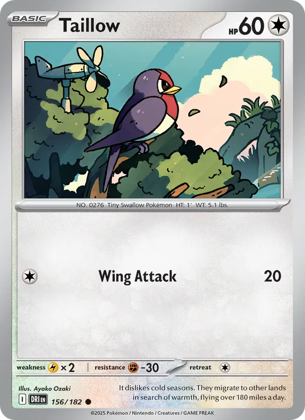 Taillow - Destined Rivals - #156 - Near Mint - Pokemon Card