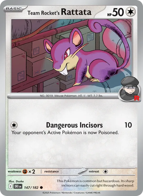 Team Rocket's Rattata - Destined Rivals - #147 - Near Mint - Pokemon Card