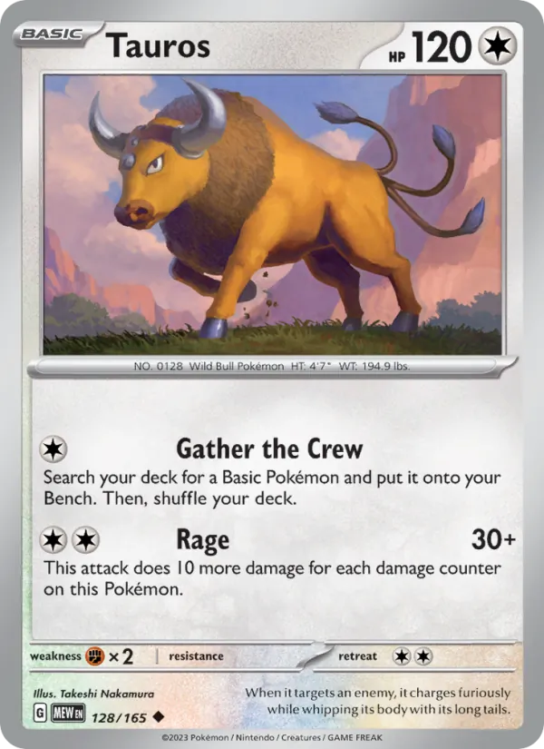Tauros #128/165 Scarlet & Violet 151 Near Mint Pokemon Card