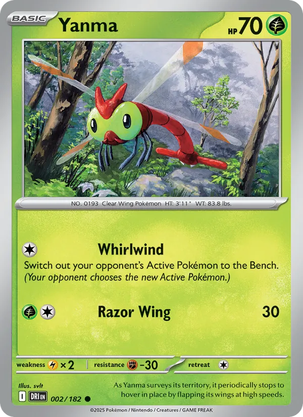 Yanma - Destined Rivals - #002 - Near Mint - Pokemon Card