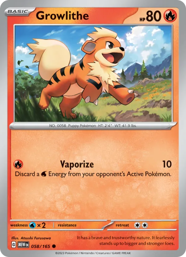 Growlithe #58/165 Scarlet & Violet 151 Near Mint Pokemon Card