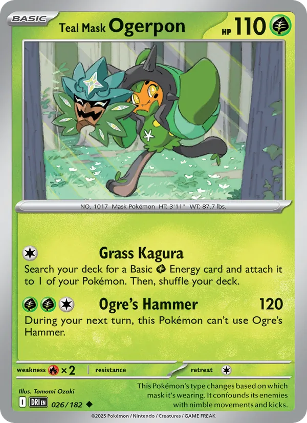 Teal Mask Ogerpon - Destined Rivals - #026 - Near Mint - Pokemon Card