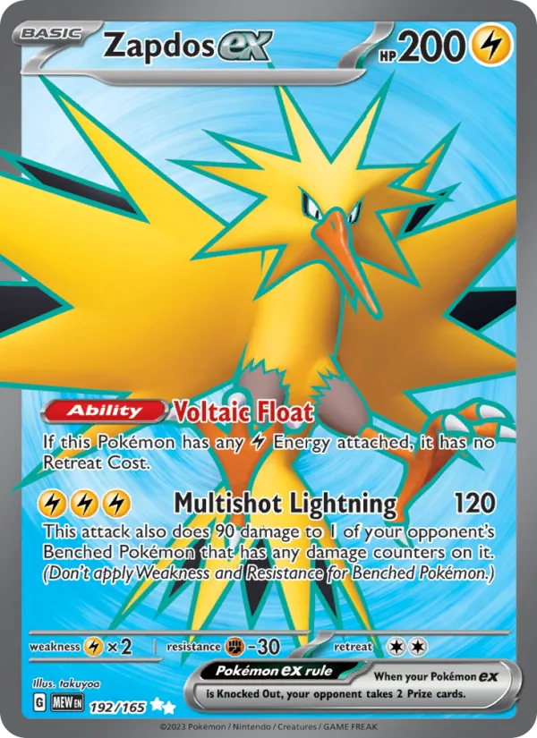 Zapdos ex #192/165 Scarlet & Violet 151 Near Mint Pokemon Card