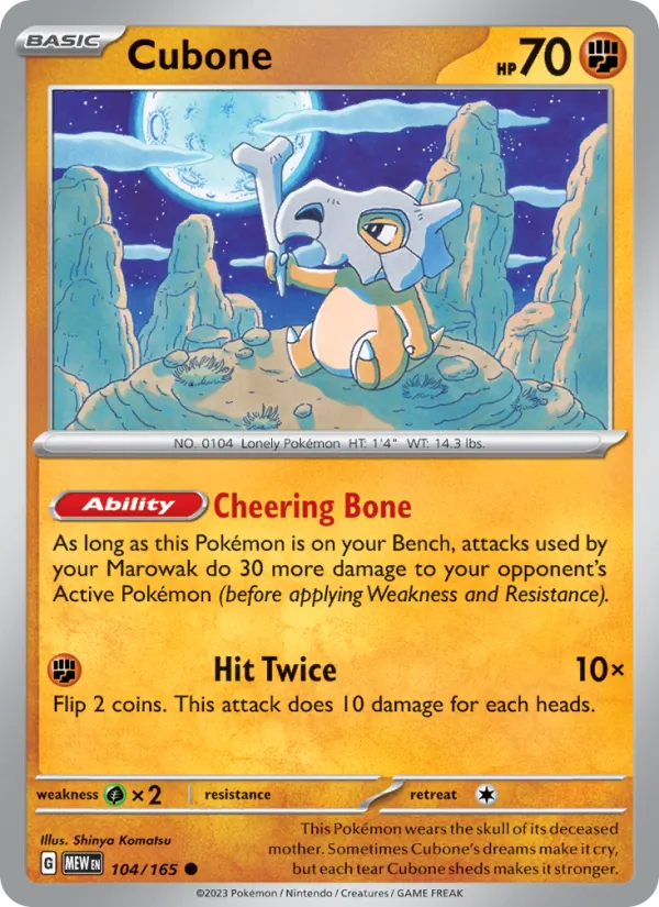 Cubone #104/165 Scarlet & Violet 151 Near Mint Pokemon Card