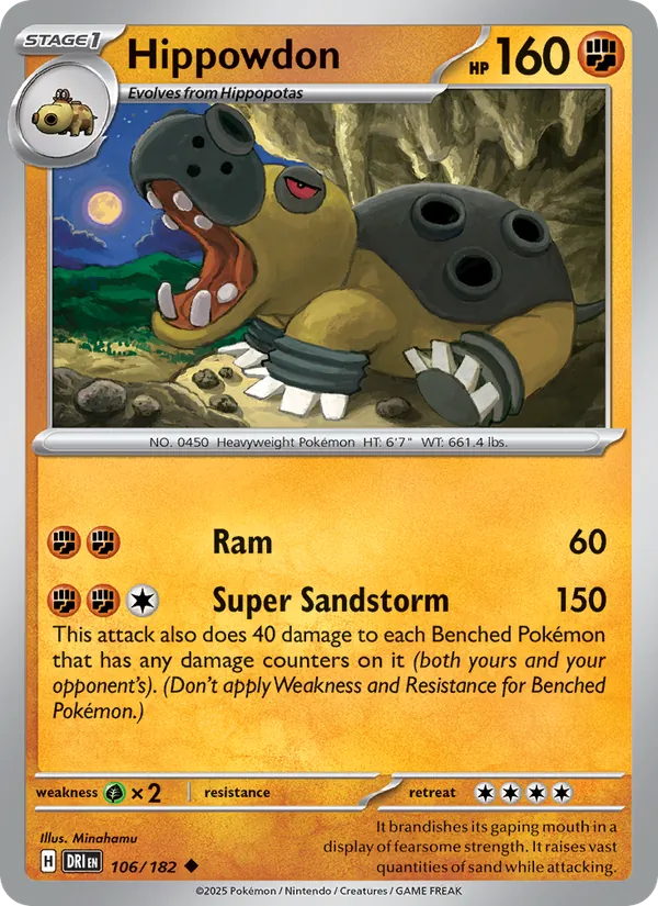 Hippowdon - Destined Rivals - #106 - Near Mint - Pokemon Card