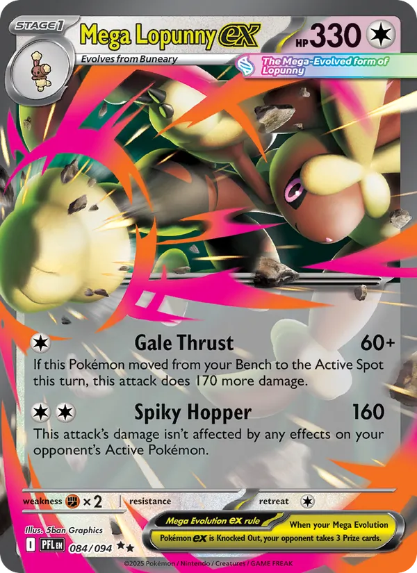 Mega Lopunny ex - Phantasmal Flames - #084 - Near Mint - Pokemon Card